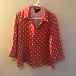 100% Silk made in the US polka dot collared blouse
